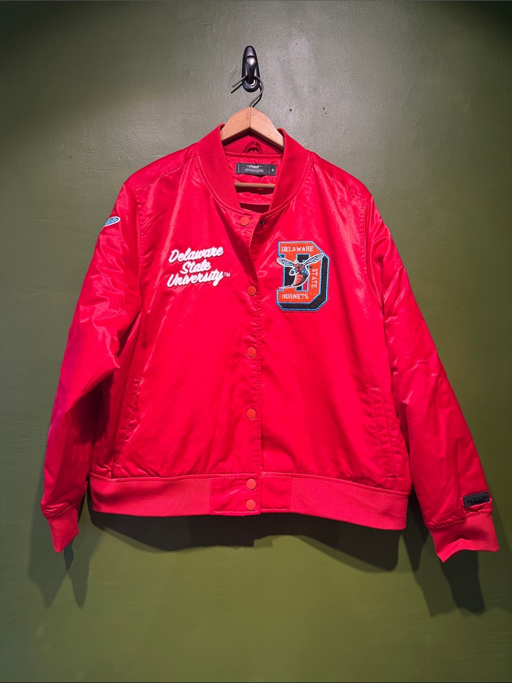 Delaware State University Red Satin Bomber Jacket